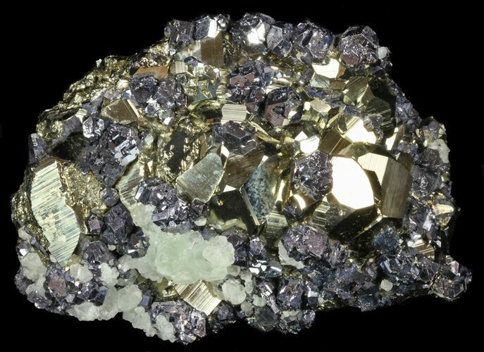 Gleaming Pyrite With Galena and Calcite Crystals - Peru #59599